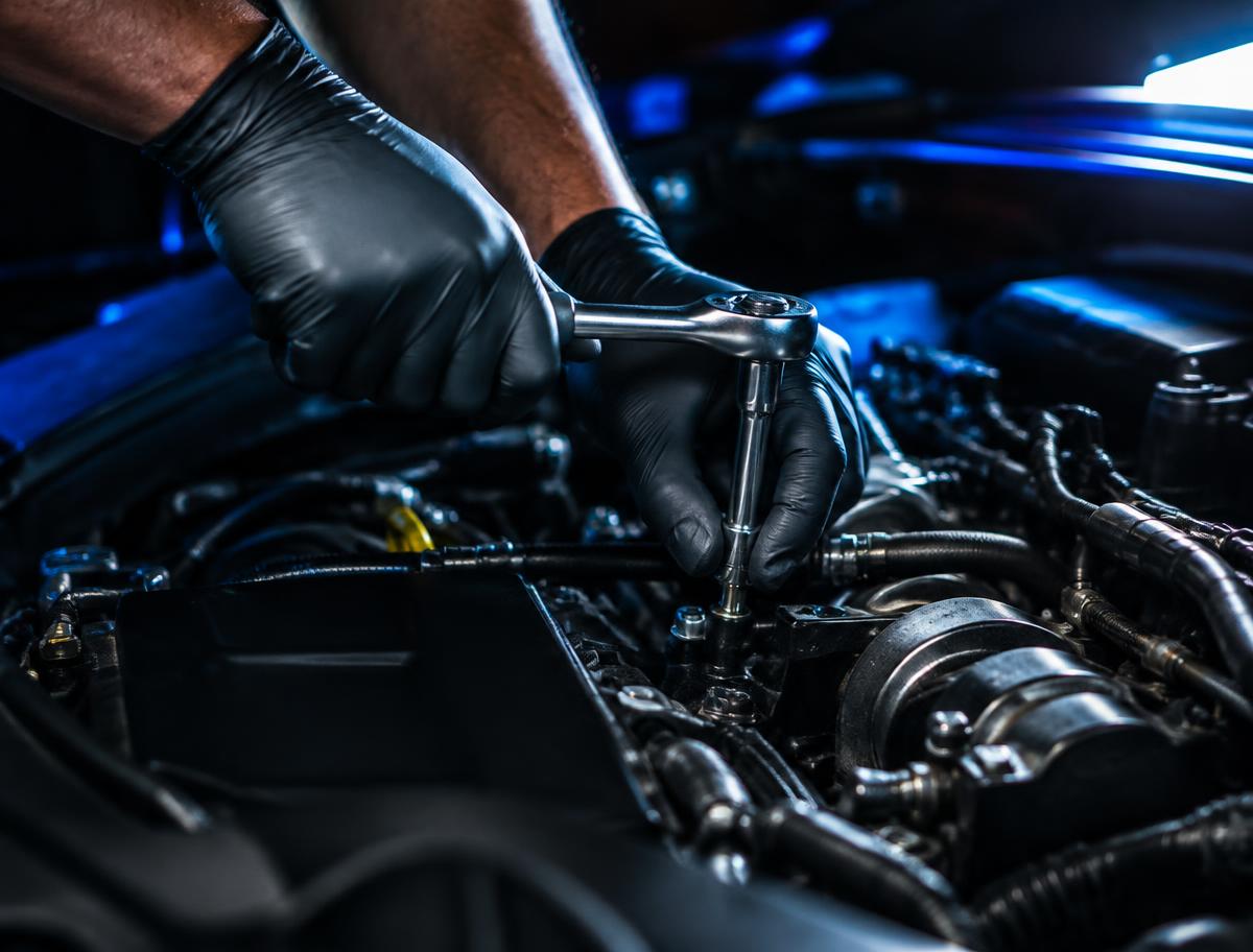 Mechanic working on an engine
